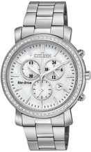 Load image into Gallery viewer, Authentic CITIZEN Eco-Drive Crystal Accented Stainless Steel Chronograph Ladies Watch Maverick Sales 1
