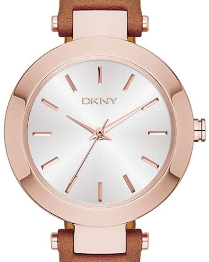 Authentic DKNY Stanhope Rose Gold Brown Leather Ladies Watch