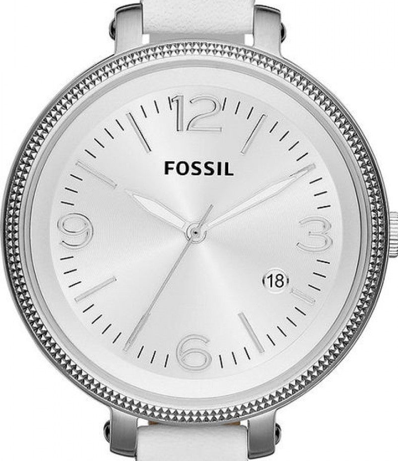 Authentic FOSSIL Heather White Leather Large Dial Ladies Watch