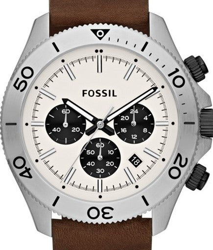 Authentic FOSSIL Retro Traveller Chronograph Brown Leather Mens Watch