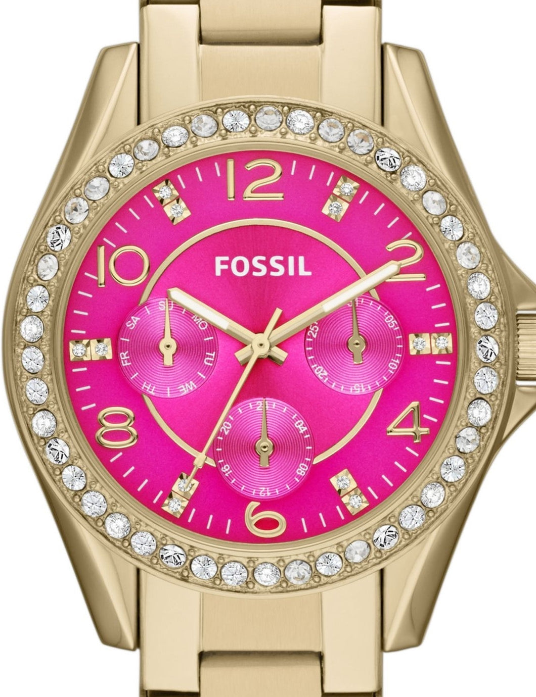 Authentic FOSSIL Riley Crystal Accented Multifunction Ladies Watch ...