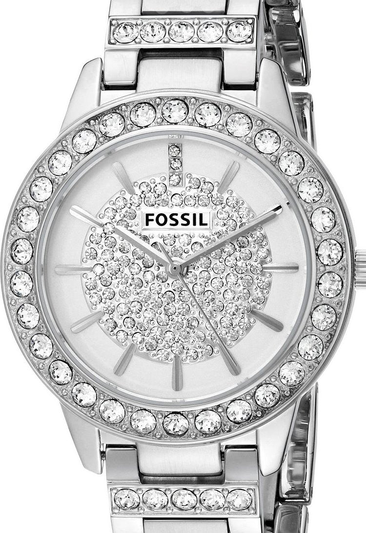Authentic FOSSIL Jesse Crystal Accented Stainless Steel Ladies Watch