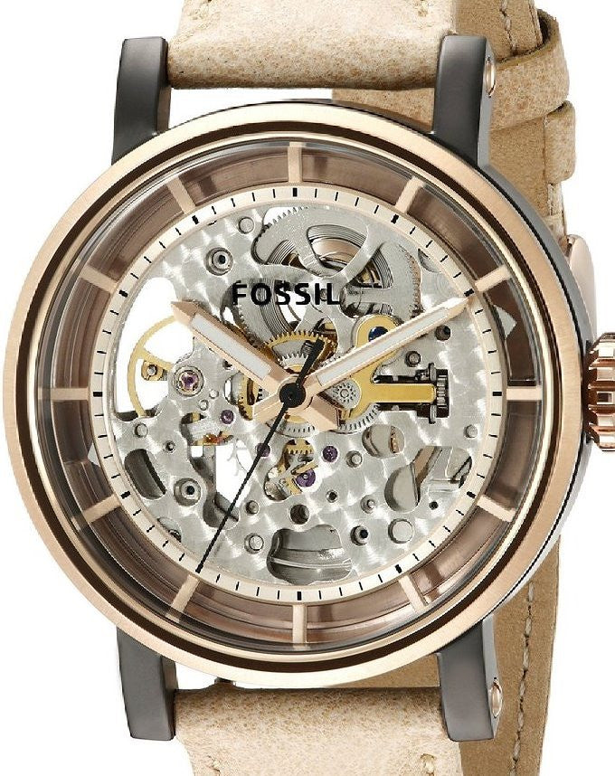 Authentic FOSSIL Boyfriend Sand Leather Skeleton Automatic Ladies Watch