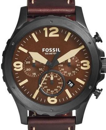 Authentic FOSSIL Nate Brown Leather Chronograph Mens Watch