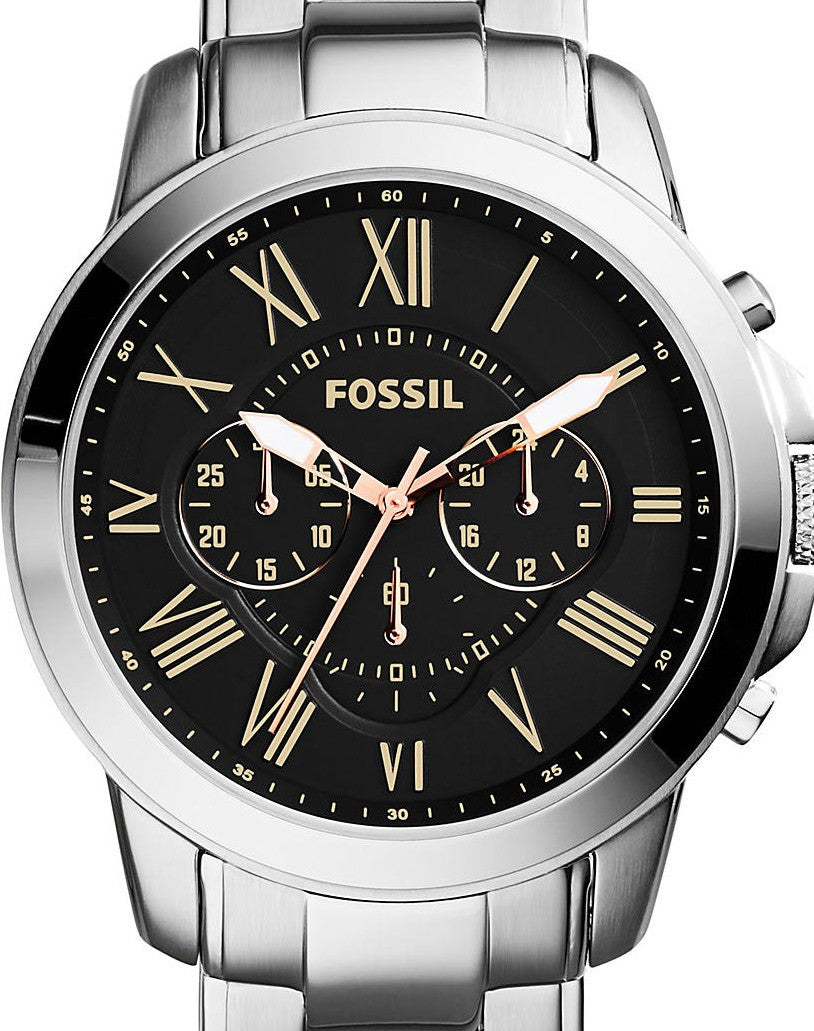 Authentic FOSSIL Grant Stainless Steel Chronograph Mens Watch