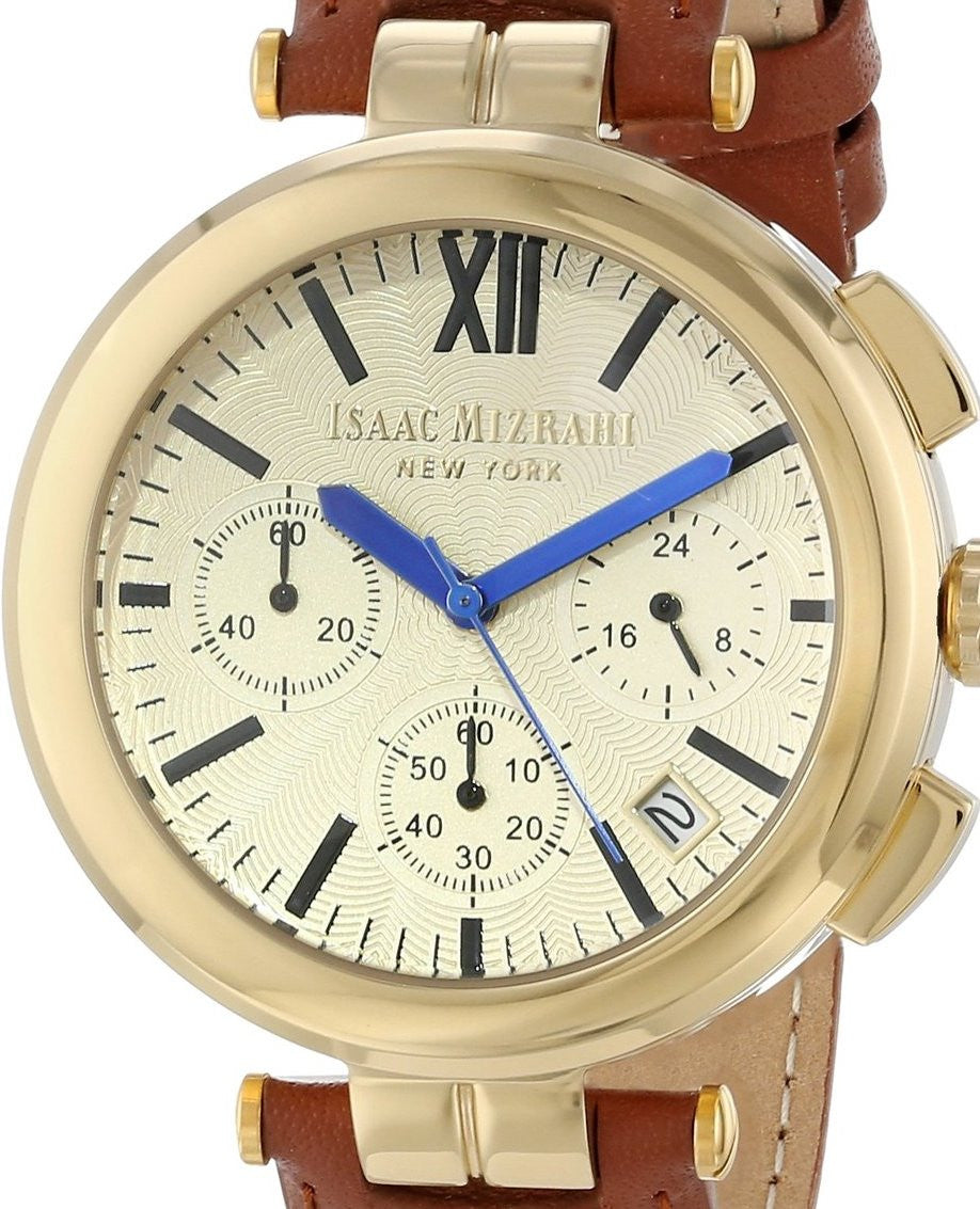 Authentic ISAAC MIZRAHI Gold Tone Chronograph Ladies Watch