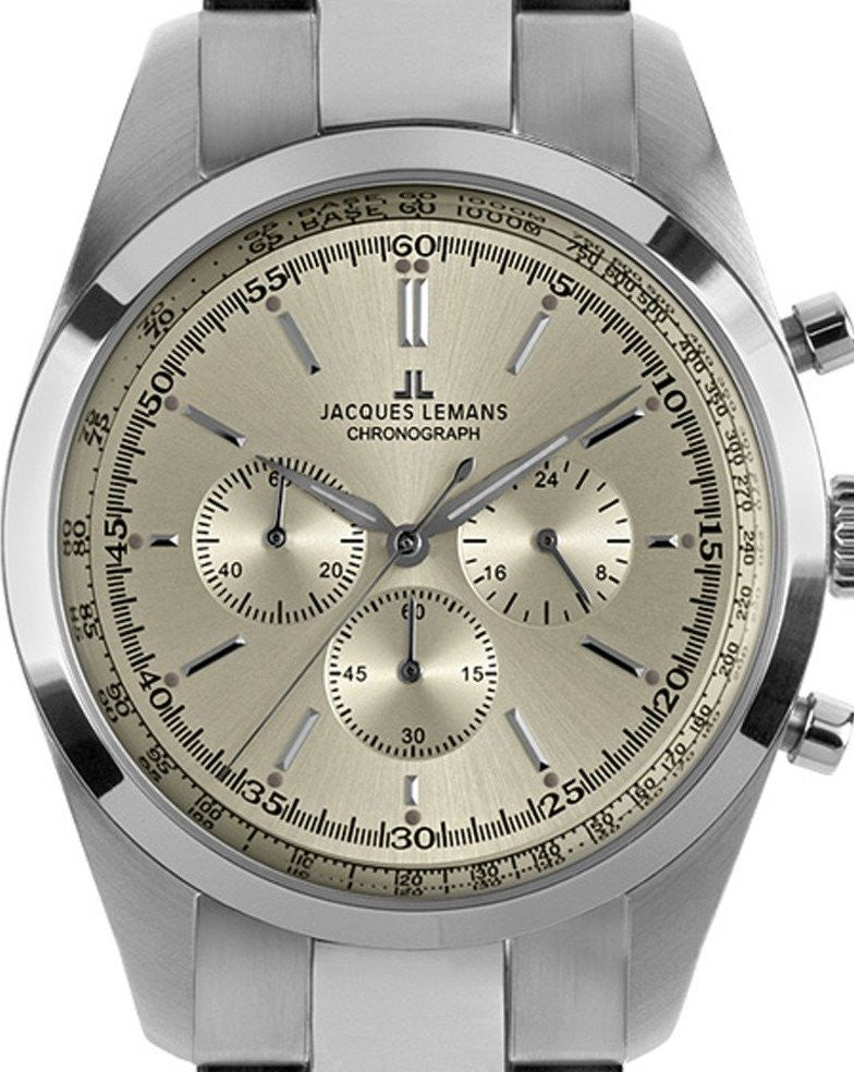 Authentic JACQUES LEMANS Stainless Steel Chronograph Mens Watch