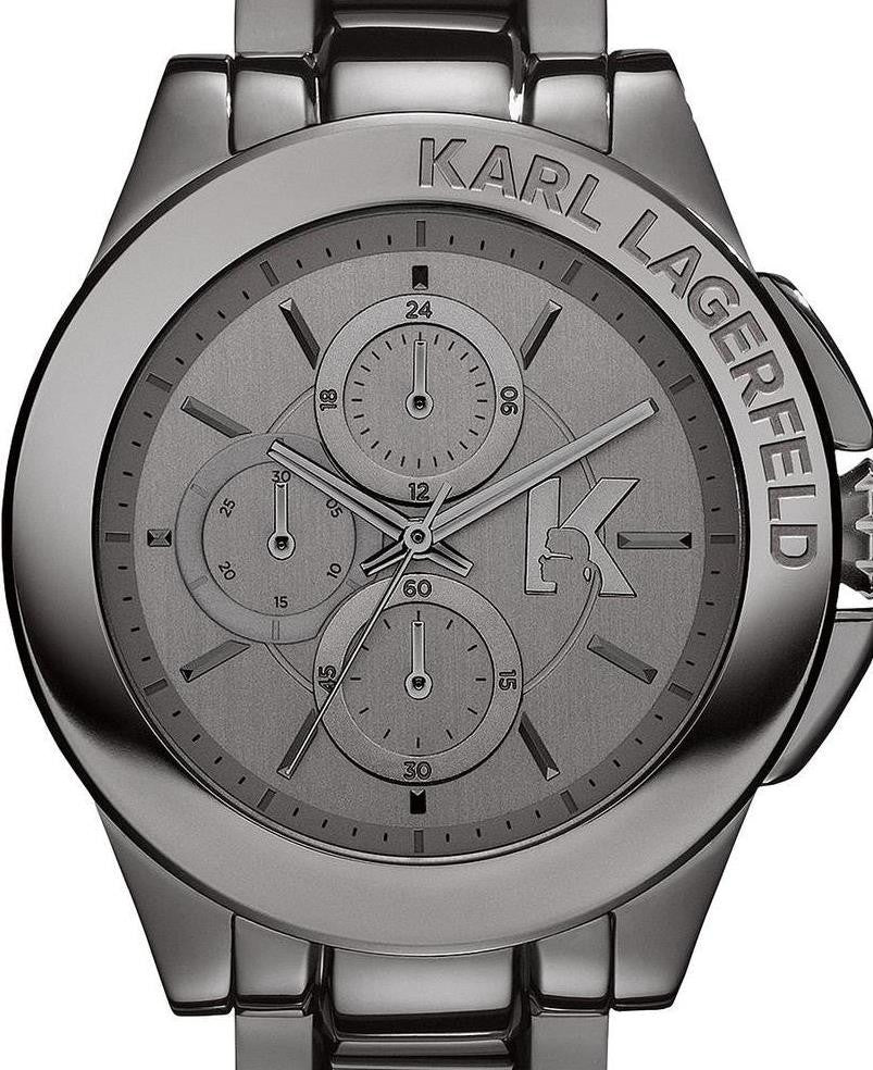 Authentic KARL LAGERFELD Gunmetal Stainless Steel Chronograph Mens Watch