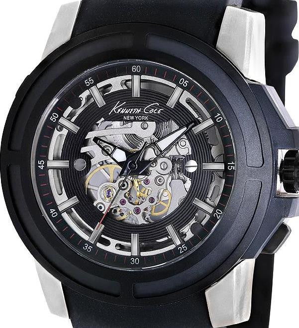 Authentic KENNETH COLE Black Silicone Automatic Mens Watch