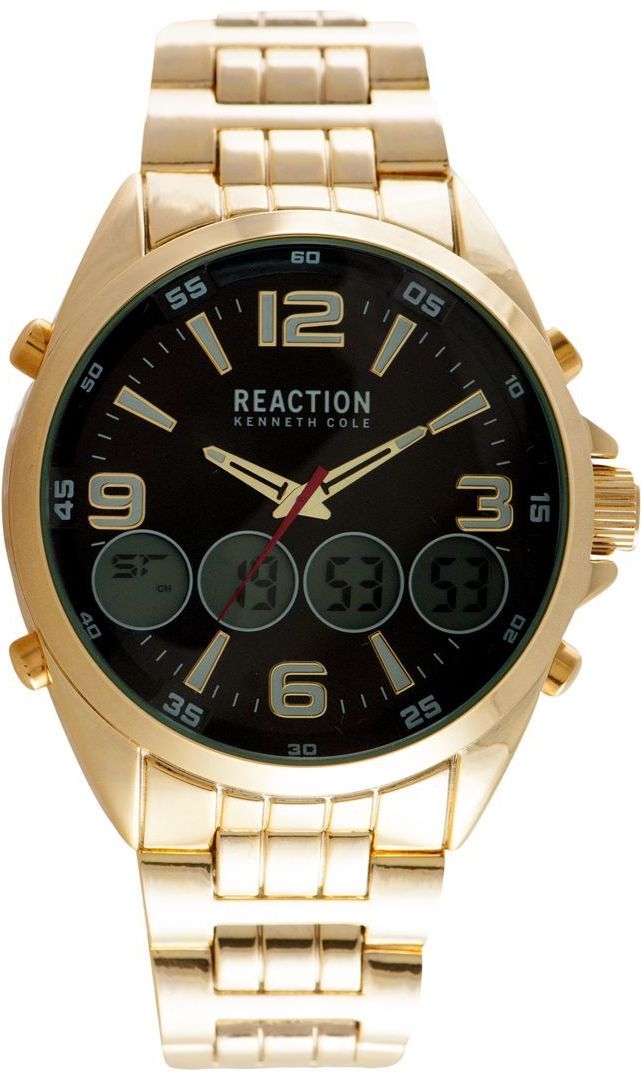 Authentic KENNETH COLE Reaction Black Stainless Steel Oversized Mens W Maverick Sales