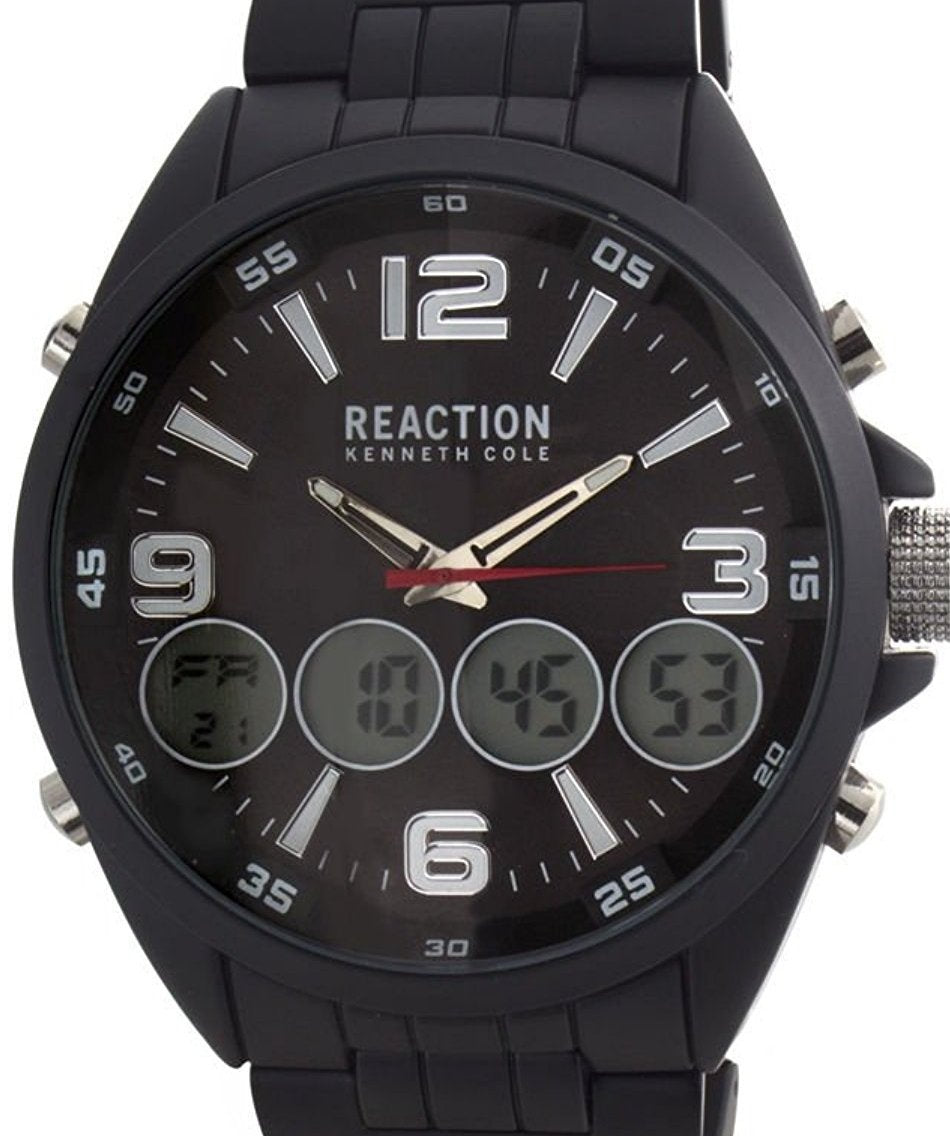 Authentic KENNETH COLE Reaction Black Stainless Steel Oversized Mens Watch