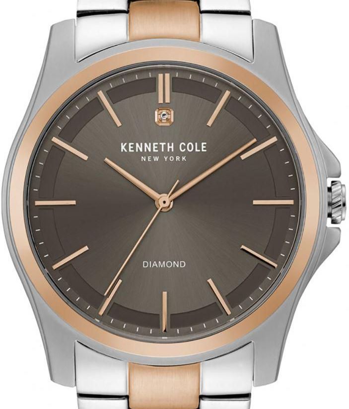 Authentic KENNETH COLE Diamond Accented Two Tone Stainless Steel Mens Watch