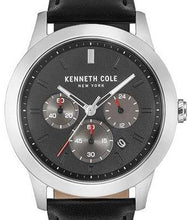 Load image into Gallery viewer, Authentic KENNETH COLE Black Leather Multifunction Mens Watch
