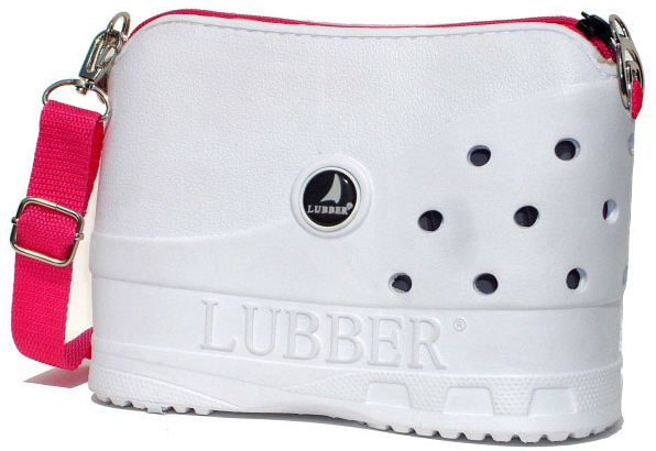 LUBBER Tote Rubber Croc Waterproof Beach Purse (White)
