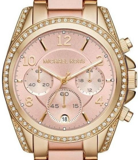 Authentic MICHAEL KORS Blair Two Tone Crystal Chronograph Ladies Watch