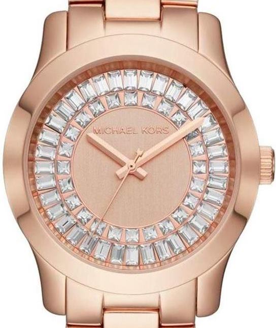 Authentic MICHAEL KORS Runway Crystal Baguette Rose Gold Ladies Watch