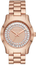 Load image into Gallery viewer, Authentic MICHAEL KORS Runway Crystal Baguette Rose Gold Ladies Watch
