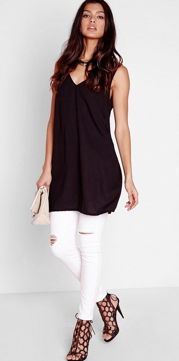 MISSGUIDED Plunge Neck Tab Back Cami Top