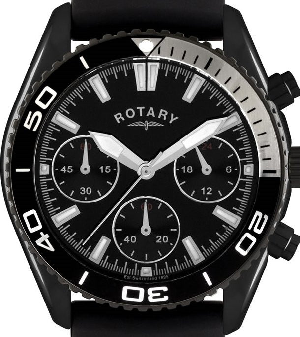 Authentic ROTARY Black Chronograph Mens Watch