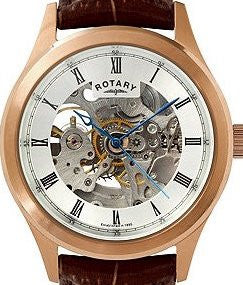 Authentic ROTARY Skeleton Automatic Mens Watch