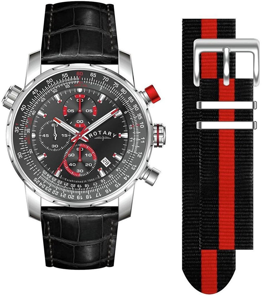 Authentic ROTARY Interchangeable Strap Chronograph Mens Watch