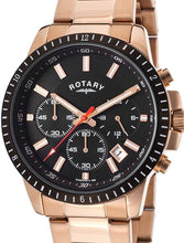 Load image into Gallery viewer, Authentic ROTARY Rose Gold Stainless Steel Chronograph Mens Watch
