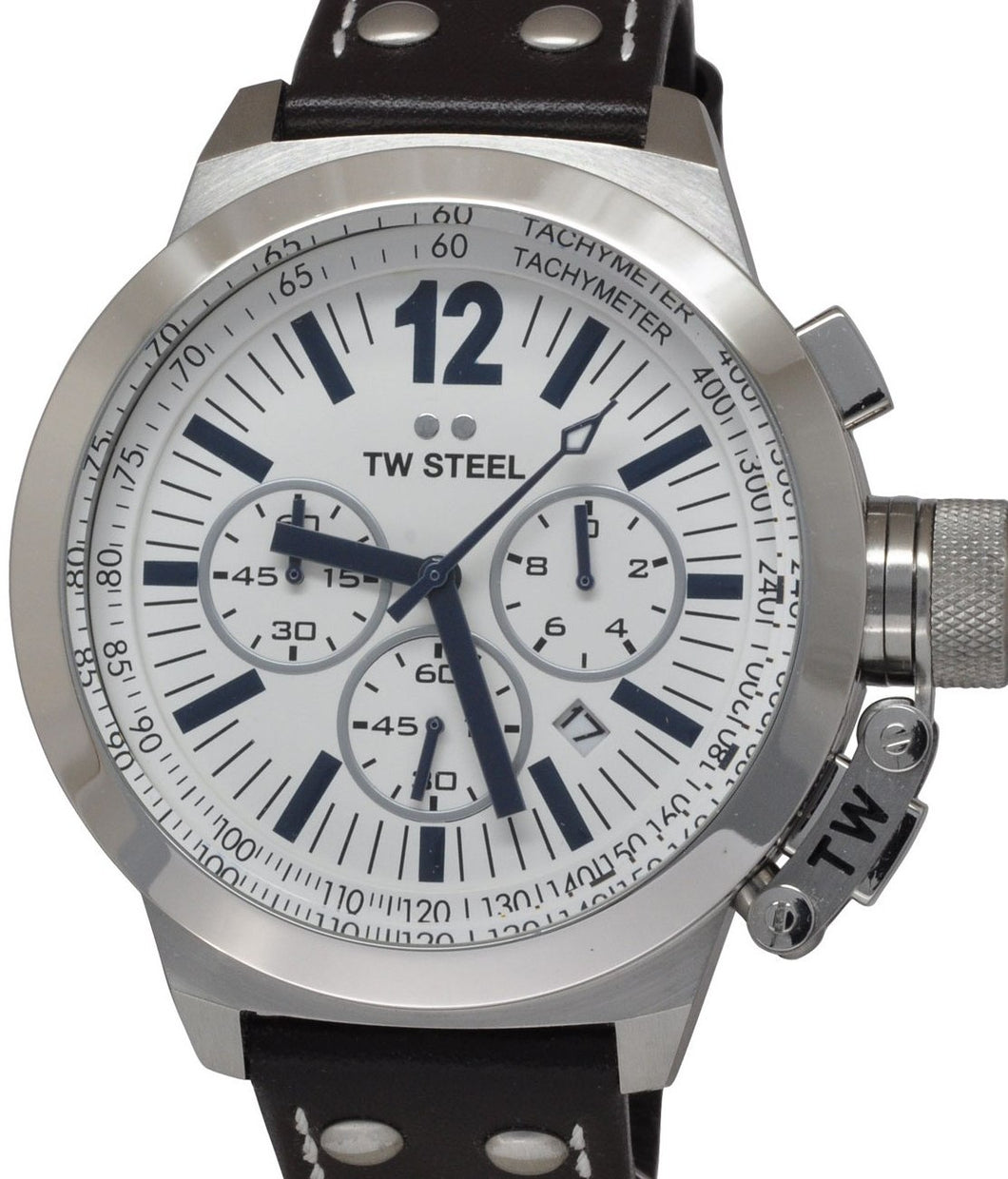 Authentic TW STEEL CEO Canteen Black Leather Chronograph Mens Watch