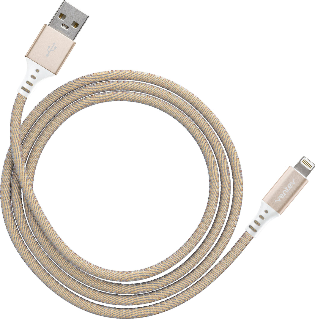 VENTEV ChargeSync Alloy Lightning to Type-A USB Cable (Gold, 4-foot)
