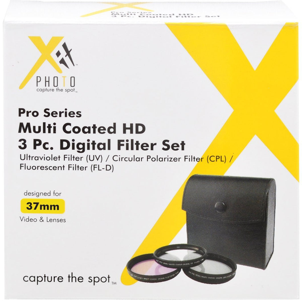 XIT PHOTO 37mm Pro Series Multi Coated HD 3-Piece Digital Filter Set